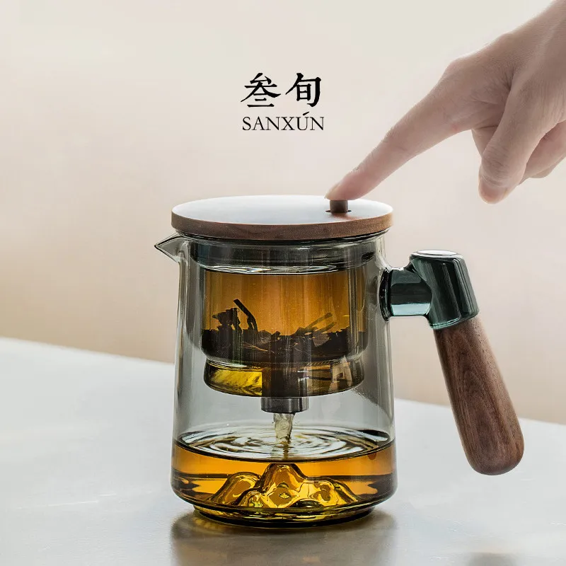 HYS glass elegant cup teapot tea separation lazy artifact household light luxury high-end kung fu tea set