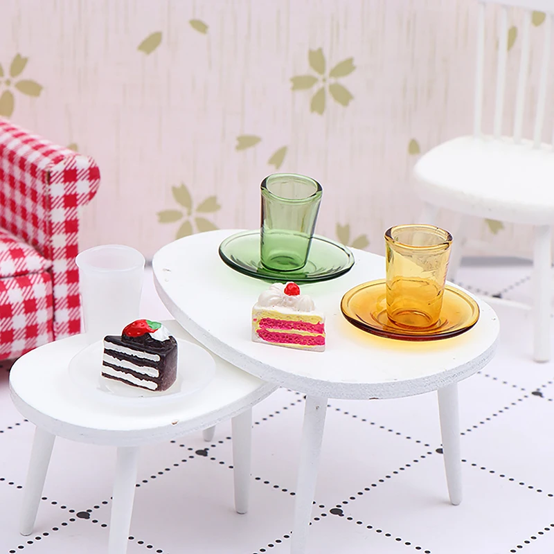 1/12 Dollhouse Mini tazza di vetro con piatto casa delle bambole cucina Set da tè decorazione bambole casa accessori bambino finta gioca giocattolo