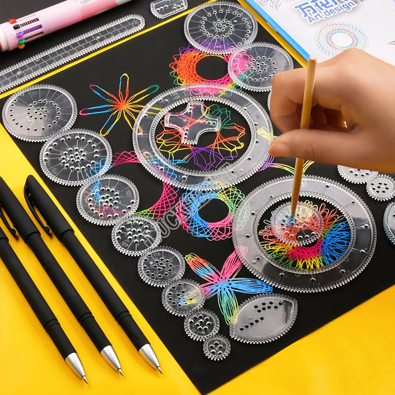 Plastic Drawing Painting Sets Painting Graphics Scale Template Cartoon 676 Spirograph Drawing Toy Christmas Gifts