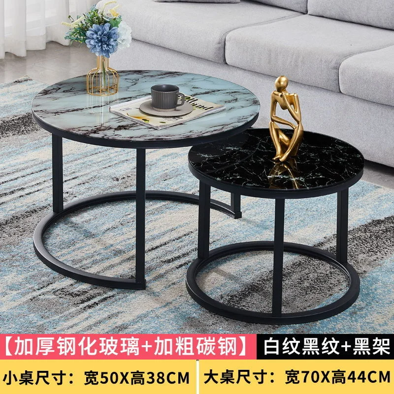 Coffee Table Living Room Small Round Table Modern Simple Small House Tempered Glass Tea Tables Sofa Side Tables Mesas Furniture