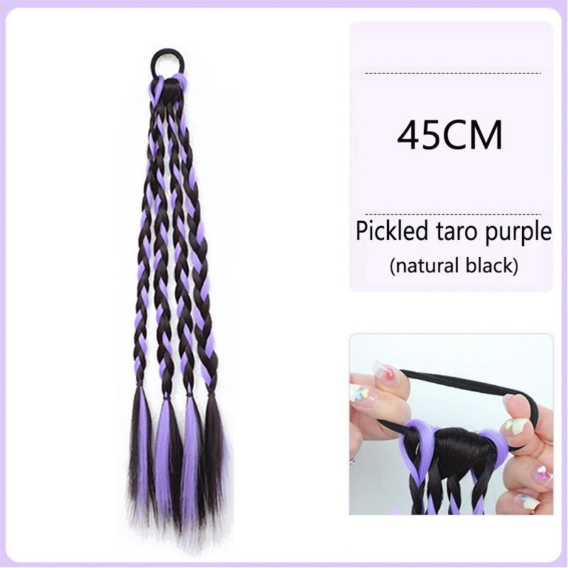 Kleurrijke vlecht vrouwelijk pittig meisje boksvlecht paardenstaart kantelen gebakken deeg twists vlecht dopamine netto rode vlecht boksvlecht teer