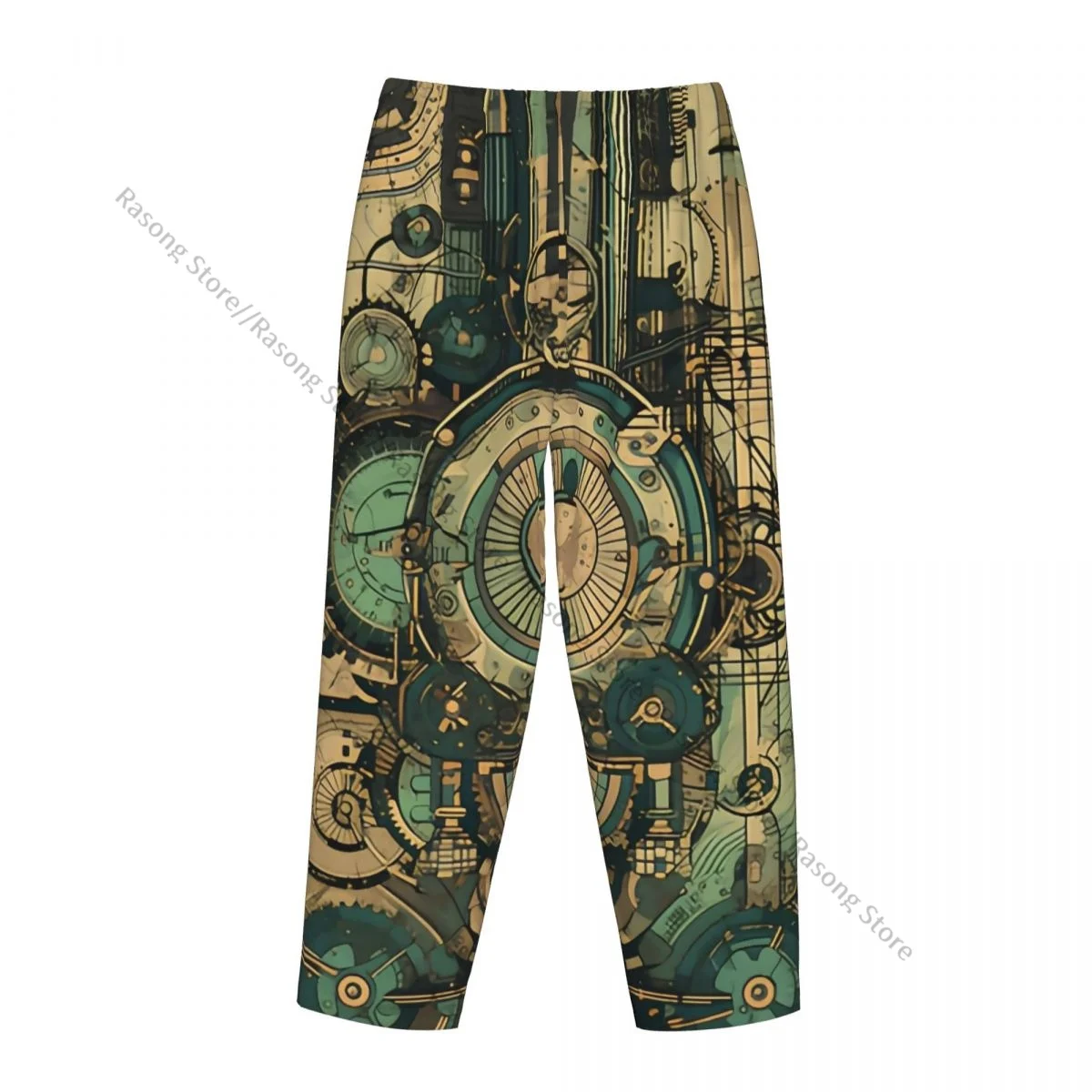 Cozy Flannel Pajama Pants for Women Steampunk Gears Cogwheels Elements Sleep Bottoms Home Loungewear 5