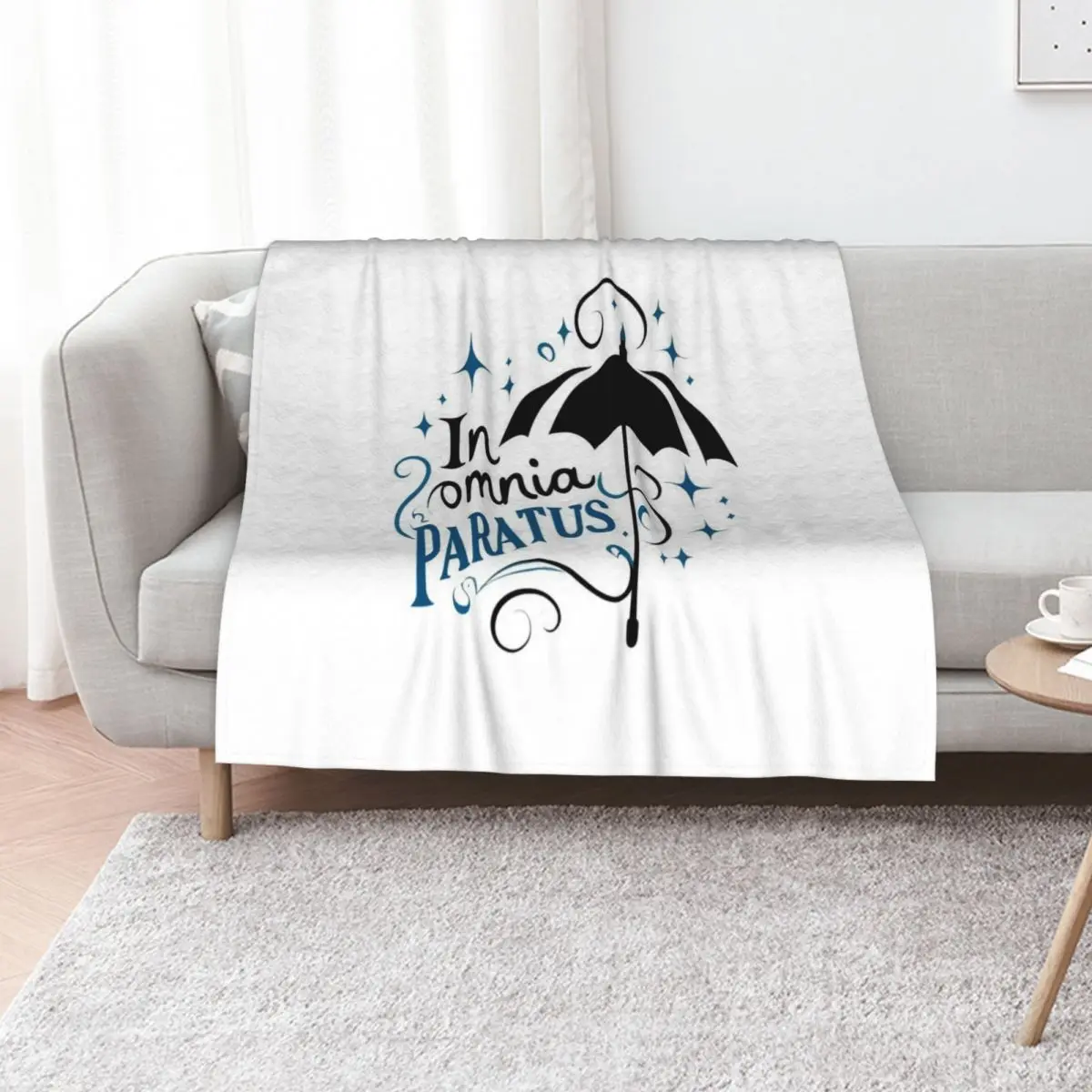 In Omnia Paratus - Umbrella and Scarf II - Typography Throw Blanket Luxury St Winter beds blankets ands Hair Blankets