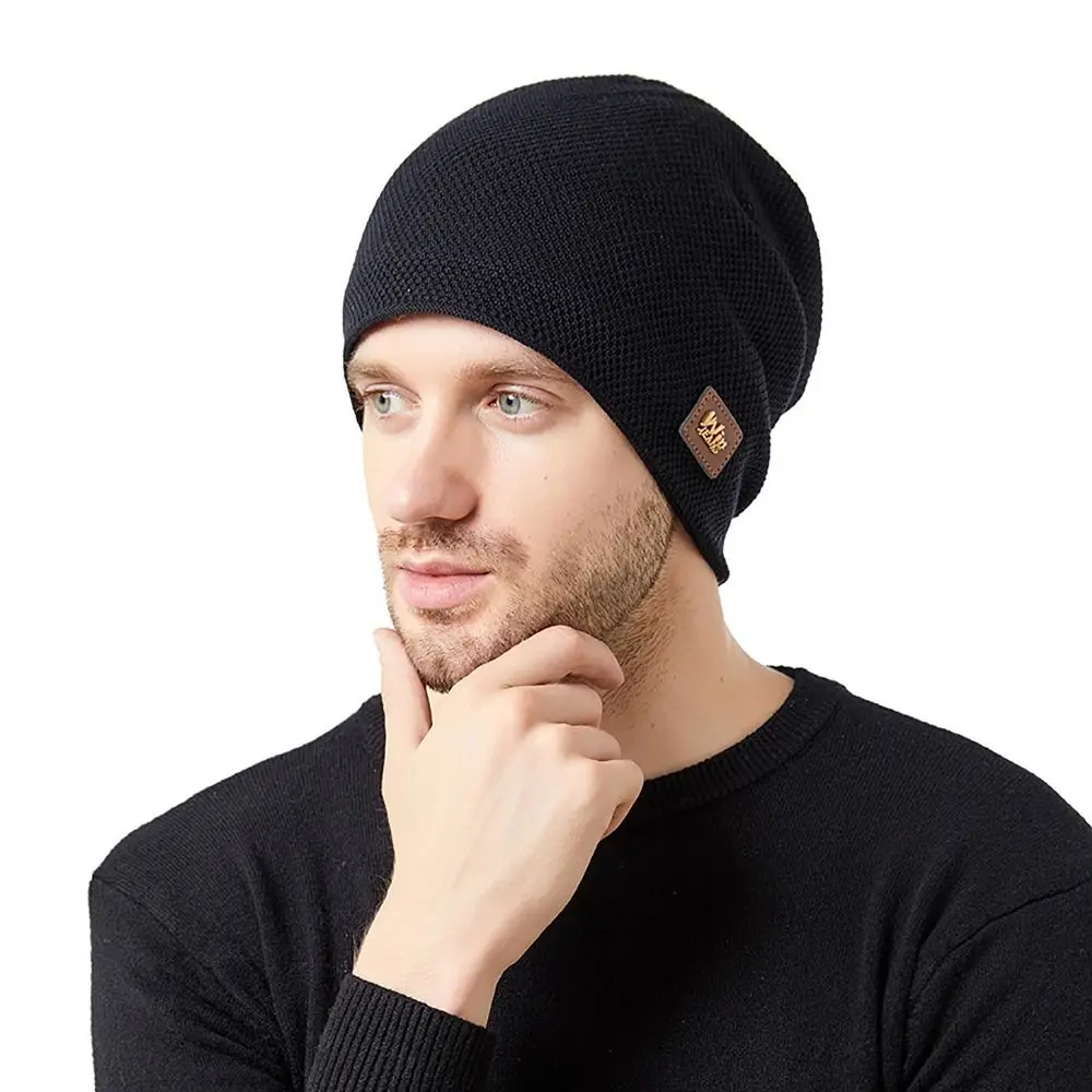 Fleecing Men\'s Knitted Hat Elastic Thickening Wool Winter Peaked Cap Ear Protection Woolen Hat Outdoor Cycling