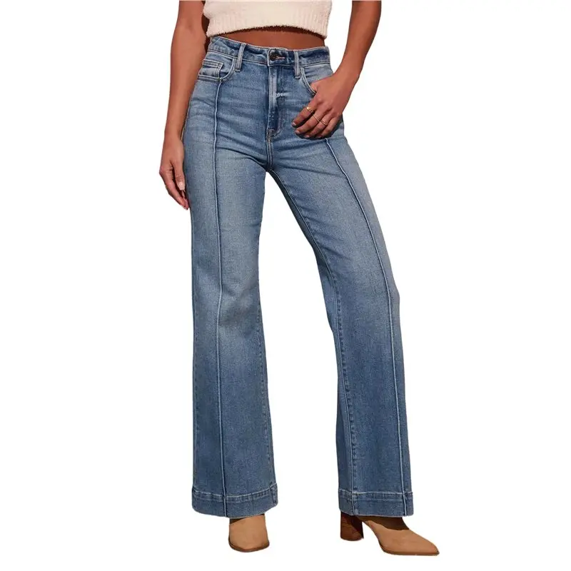 

Широкие джинсы CYL для женщин с высокой талией, эластичные прямые брюки, джинсы-бойфренды свободного кроя