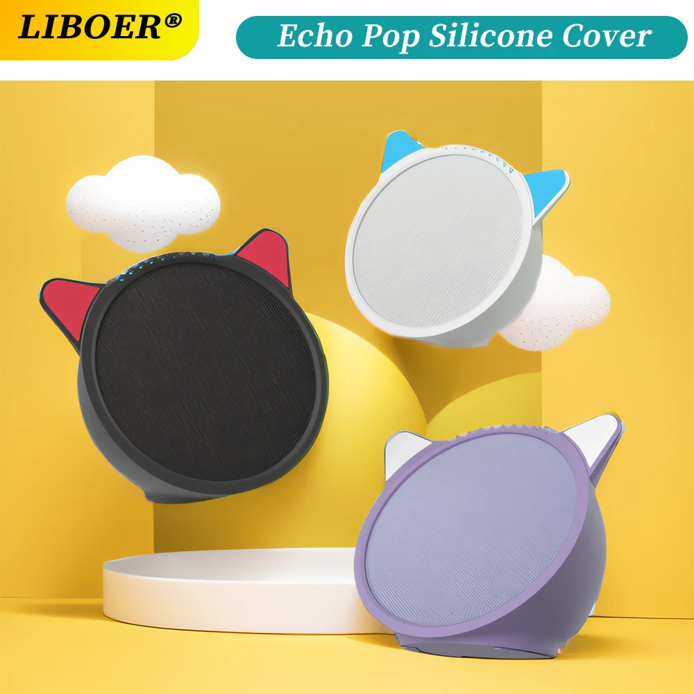 Silicone Cover for Echo Pop Soft Waterproof Dustproof Portable Protective Case Compatible with Echo Pop Speaker Accessories