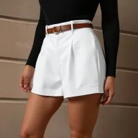 Женские плиссированные шорты с высокой талией, осенне-зимний повседневный офисный наряд, элегантные шикарные шорты с широкими штанинами на заказ