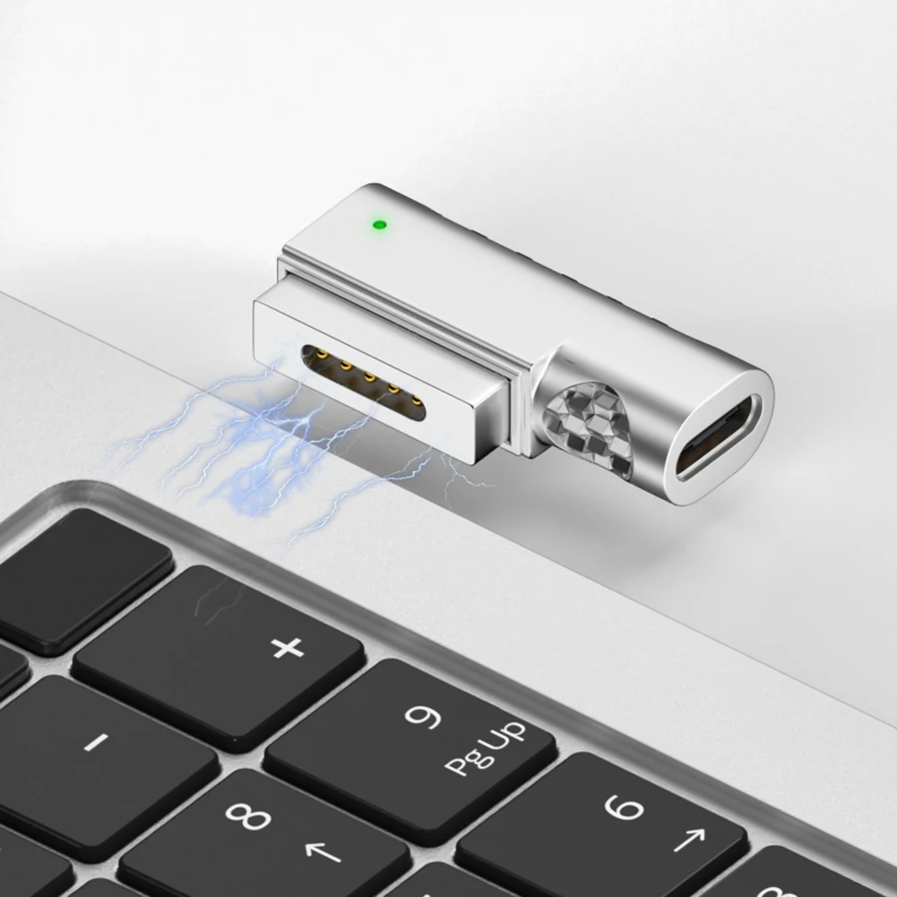 USB Tipo C para Conector DC Magnético, Carregador de Energia 100W, Adaptador de Carregamento 5A PD, Compatível com Macbook Air Pro