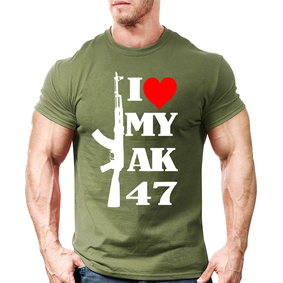 Classic Kalashnikov AK-47 T-Shirt Oversized Cotton O-Neck Summer Short Sleeve Casual I Love AK47 AK 47 T Shirt Man Mens Clothing