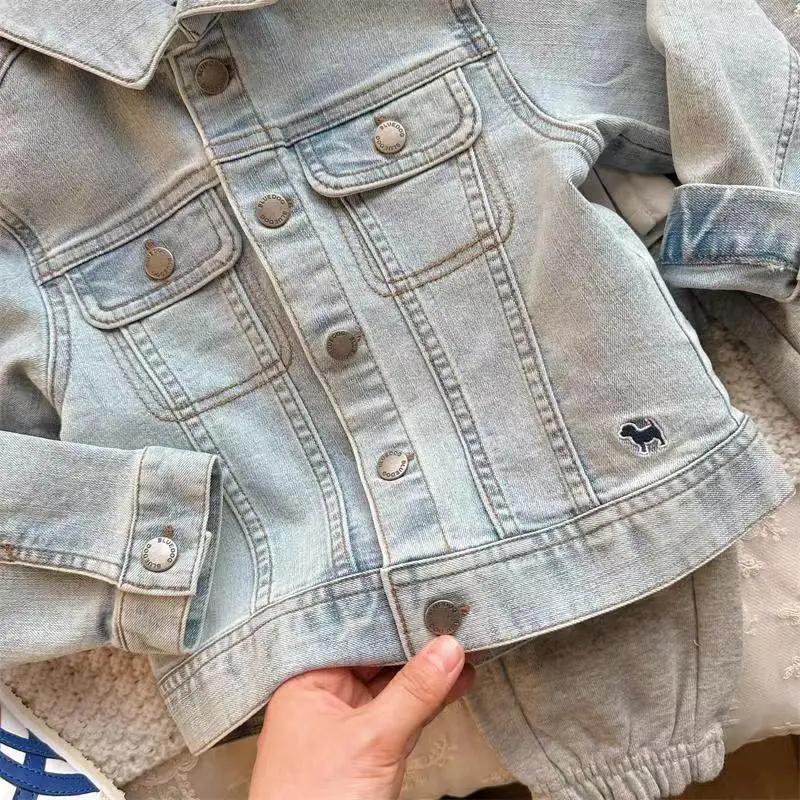 Kinder Casual Jas Jongens Effen Kleur Jeans Jassen Mode Meisjes Denim Jasje Baby Kleding Kinderen Outerwear2-9YY