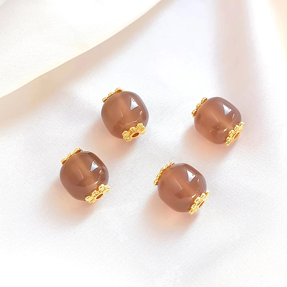 Brass Coated Gold Paste Natural Crystal Lapis Lazuli Spacer Beads DIY Jewelry Making Necklace Bracelet Accessory Materials