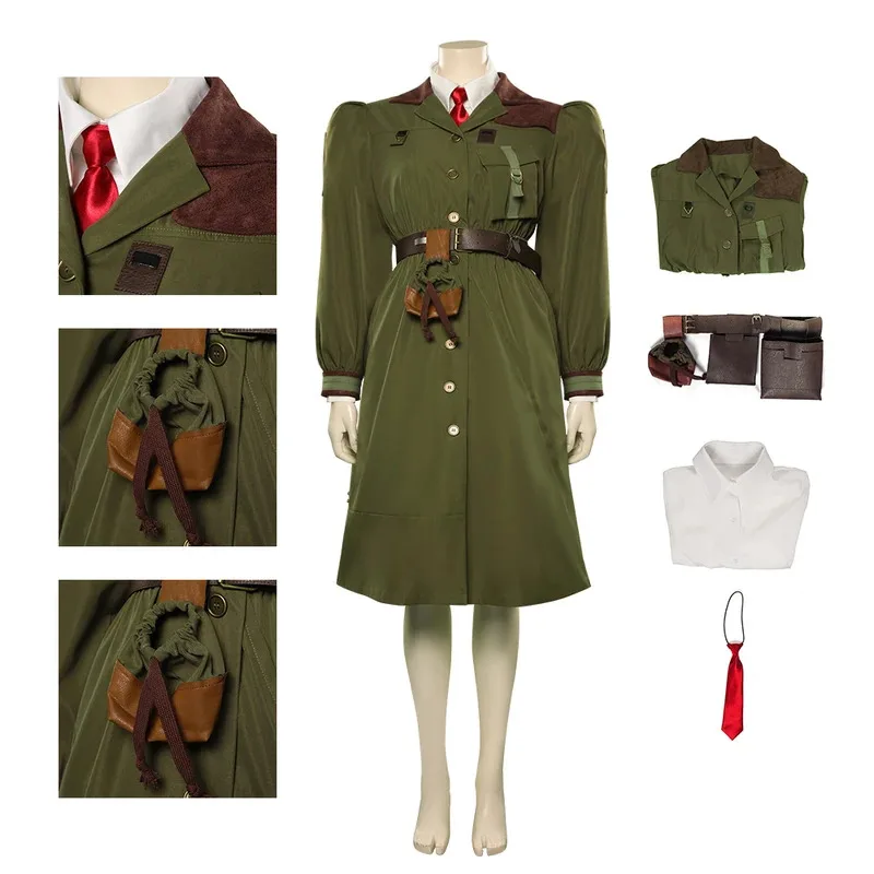 

Matilda Agatha Trunchbull Cosplay Costume For Girls Green Dress Coat For Adult Women Girls Halloween Carnival Disguise Clothe