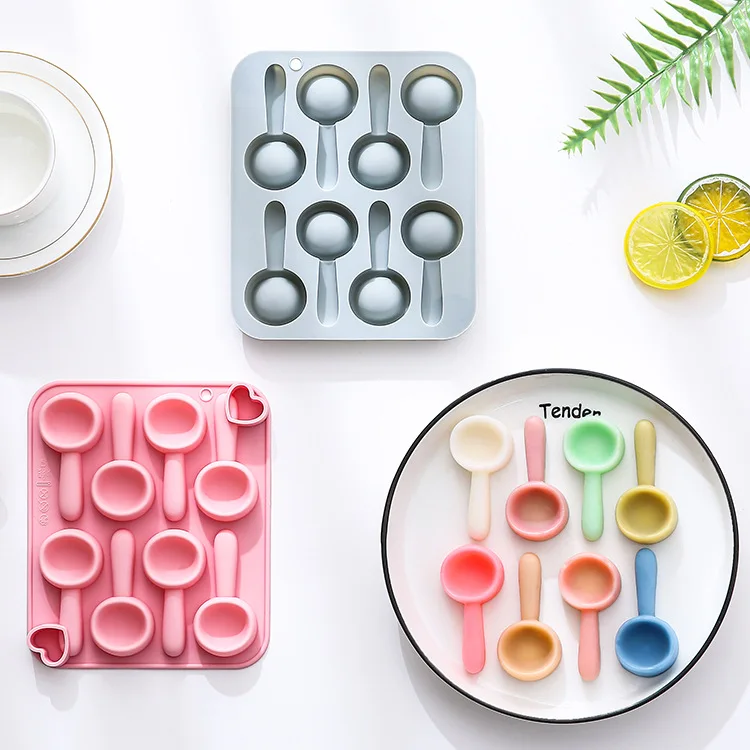 

2 Pack 8-hole Large Spoon Silicone Mold Fondant Candy Chocolate Mould Snack Making Baking Accessories Cake Decorating Tools