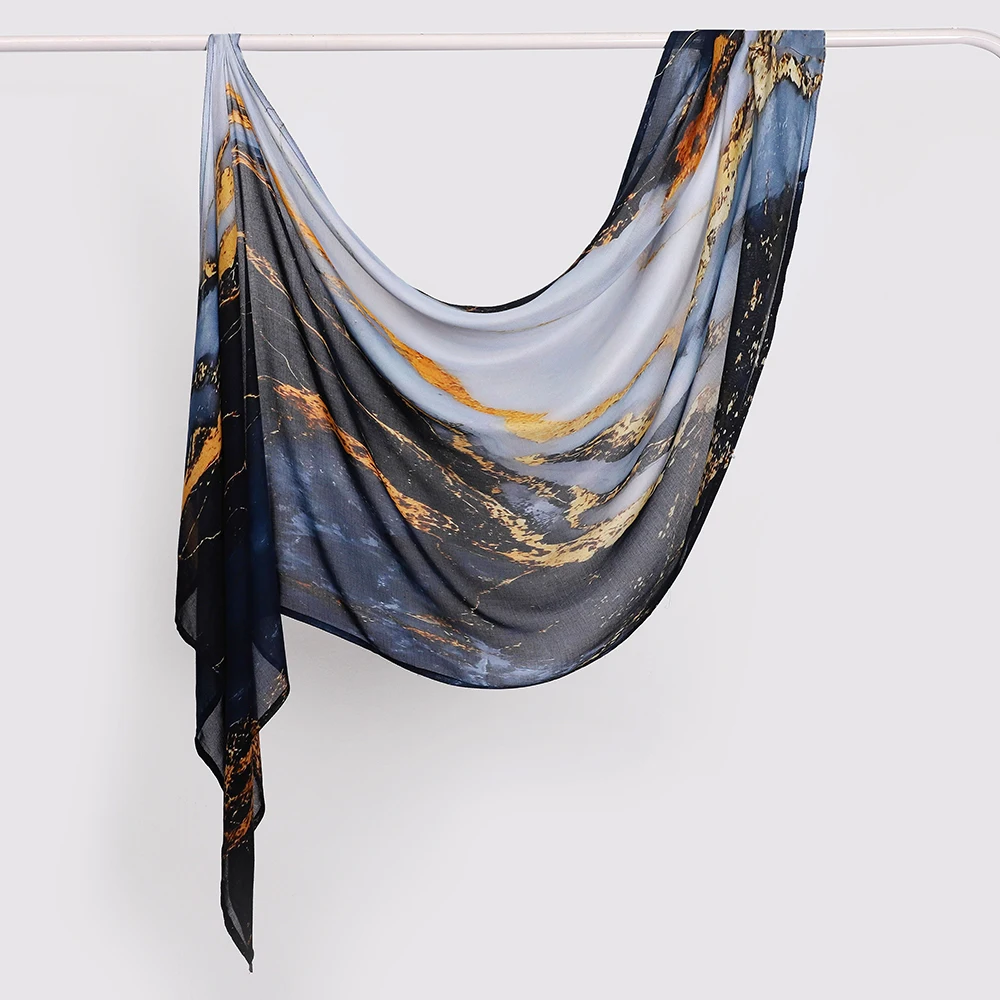 Aquarell-Blumenmuster, modal, atmungsaktiv, leicht, weiche Baumwolle, Rayon, Viskose, gewebt, Modal, muslimische Frauen, Schal, Hijab-Schal – Detail 8