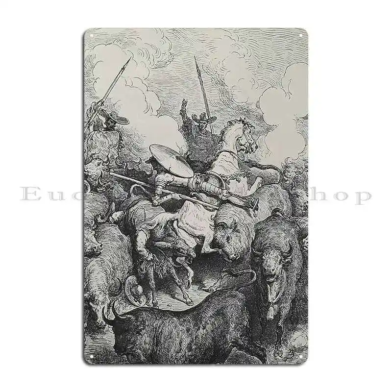 Don Quixote 1800 S Book Etching Metal Sign Garage Garage Decoration Wall Mural Character Cinema Tin Sign Poster