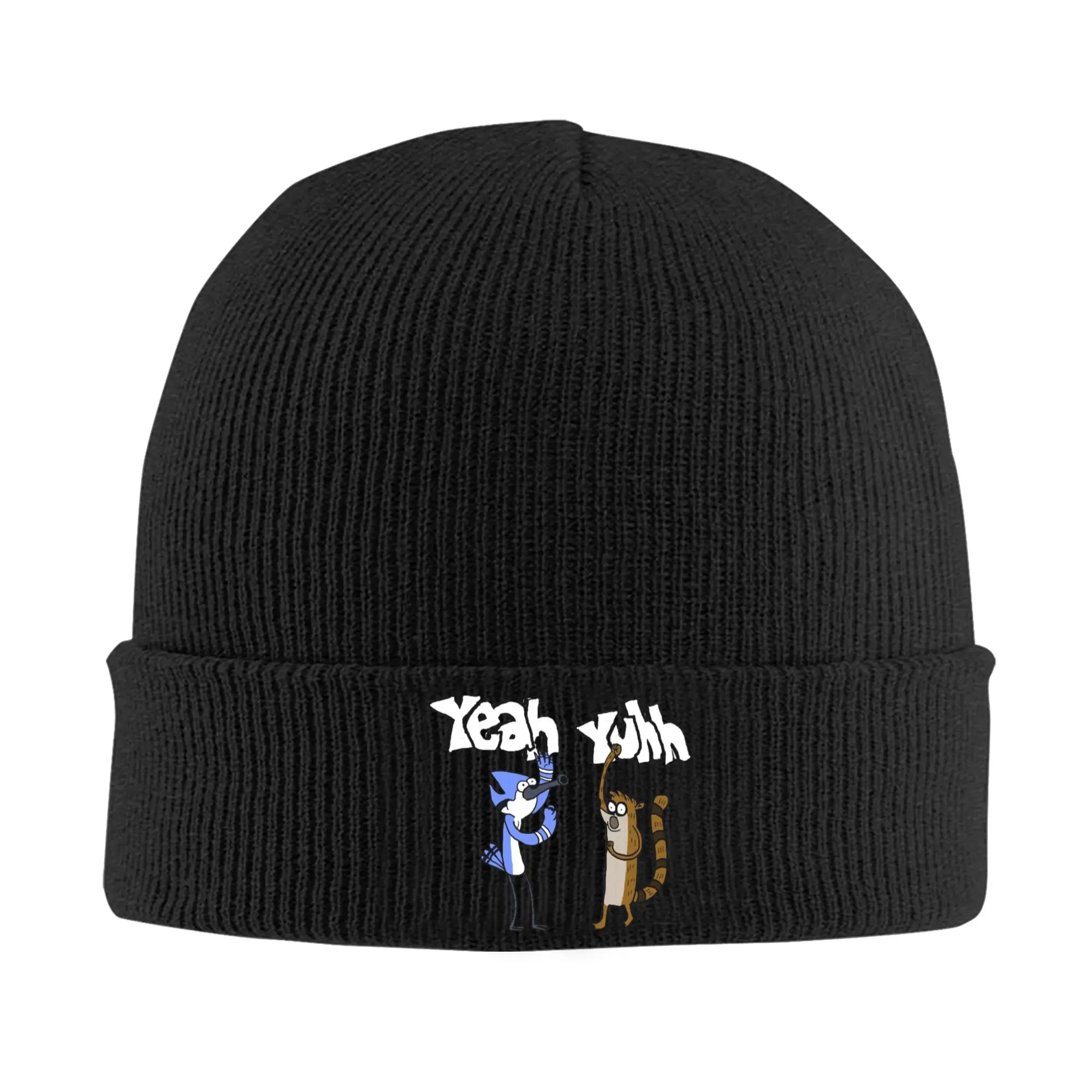 ouais-yuhhh-mordecai-e-rigby-regulars-show-gorro-de-malha-com-punho-para-homens-e-mulheres-bones-de-malha-skullies-de-inverno