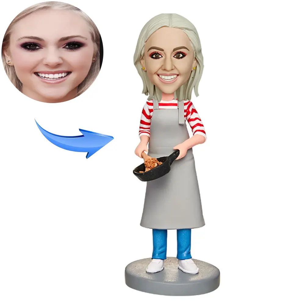 Custom Bobble-Heads Figurine Customized Doll, Cooking Mom Custom Bobbleheads, Bobble Head Figures Handmade Gifts