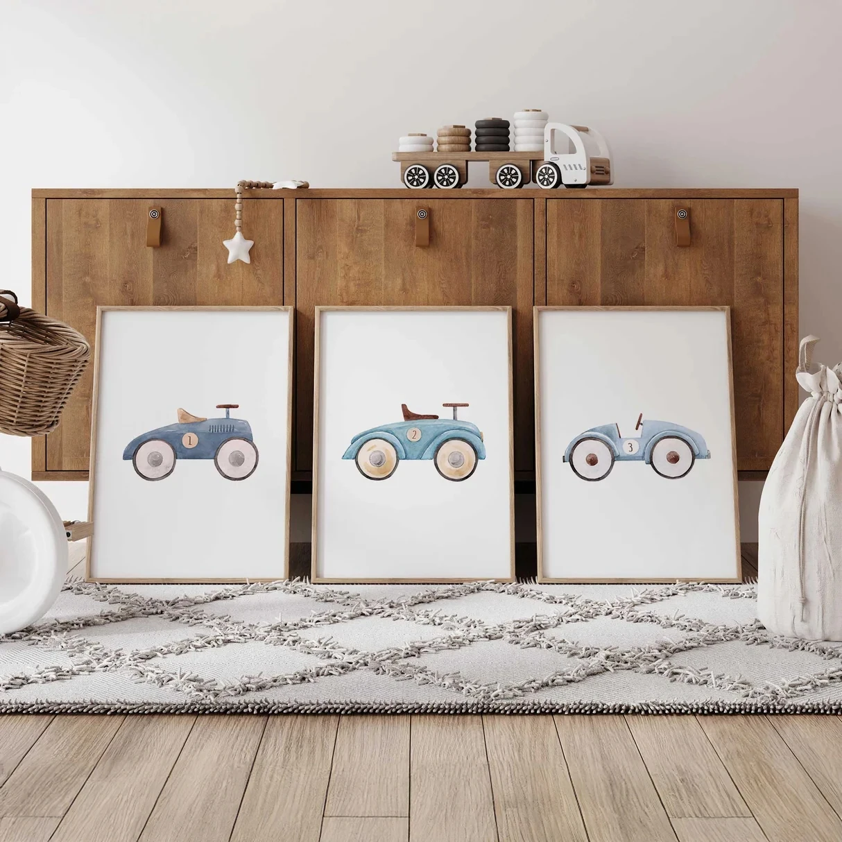 3pcs Cartoon Vintage Race Car Wall Art Print Canvas Painting Poster Picture For Living Room,Bedroom,Kids Room Home Decor