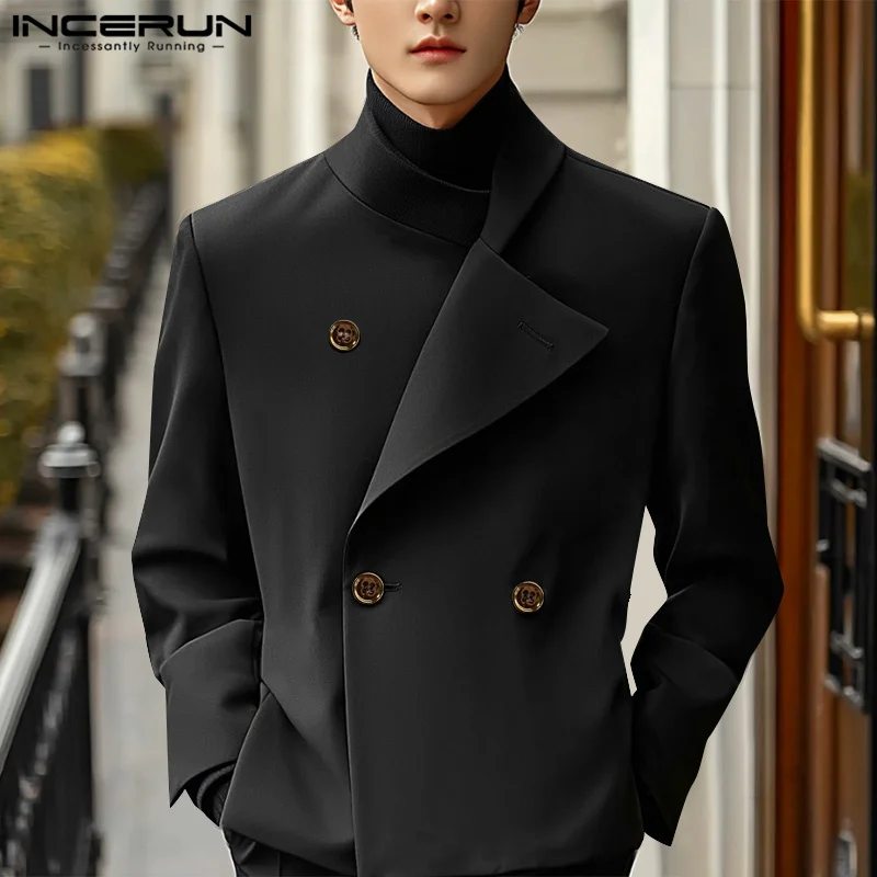 INCERUN 2024 New Men\'s Fashion Clothing Deconstruction Design Solid Suit Coats Casual Streetwear Male Long Sleeved Blazer S-5XL