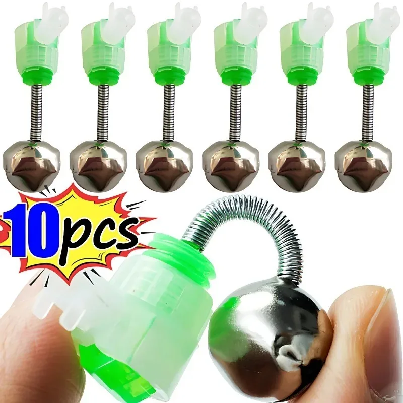 10/5Pcs Single Bells Fishing Indicator Bait Alarm Loud Sound Alert Bell Clips Night Fishing Rod Bell Tackle Outdoor Fishing Bell