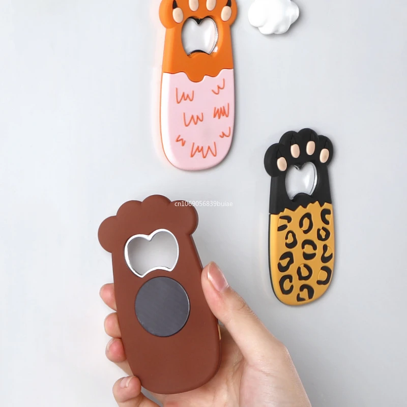 1Pcs Fat Cat Claw Bottle Opener Cartoon Figure Magnetic Sucking Claw Beer Opener Soft Glue PVC Screwdriver Refrigerator Stickers