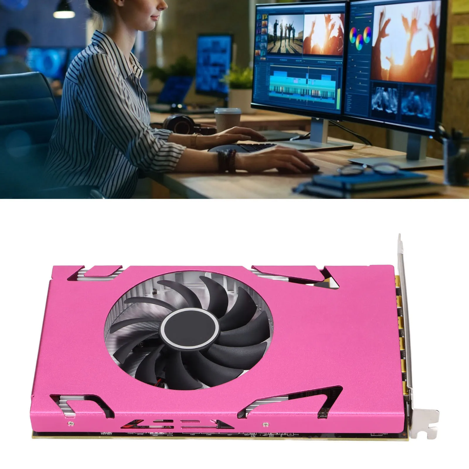 

PC Graphics Card Graphics Card R7 350‑4G 6Mini DP GA Pink Six Screen Single Slot Graphics Card for Win System Graphics Card