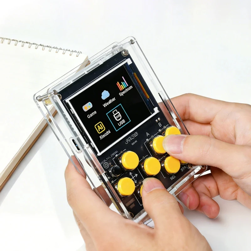 ESP32-S3 DIY Handheld Game Console with XiaoZhi AI Voice Assistant Weather Clock Music Spectrum NES Emulator Soldering Kit