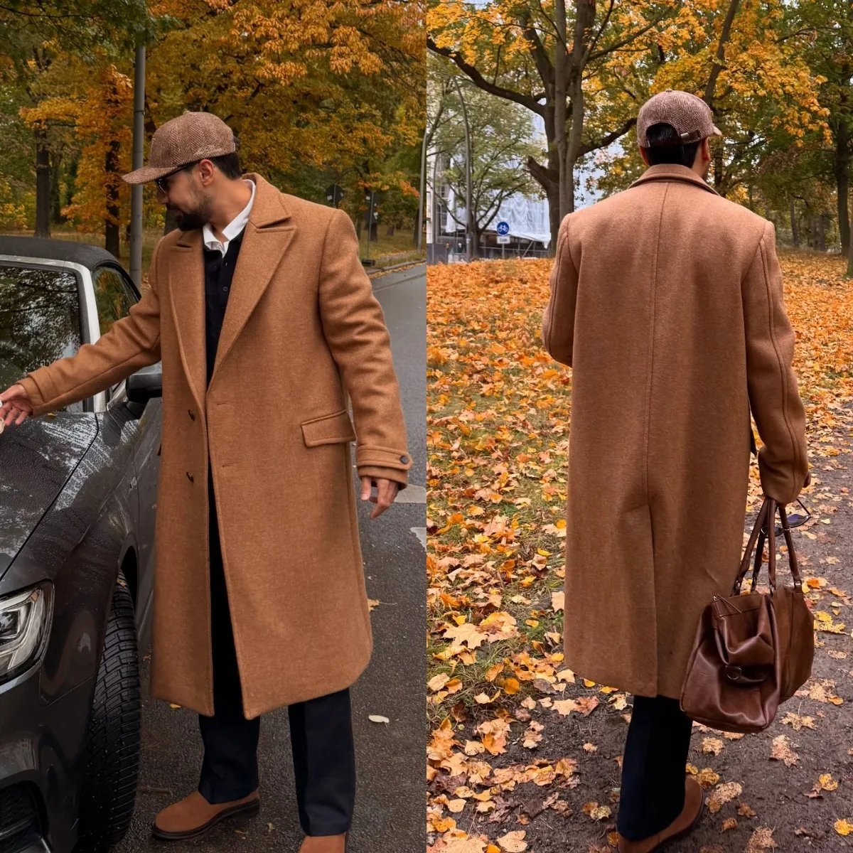 Luxury Camel Wool Men's Coat Single Breasted Trench Coat Party Prom Customized Formal Long Overcoat E26248