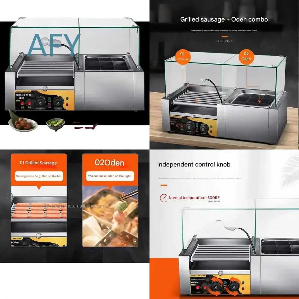 Commercial Hot Dog Sausage Meatball Roasting Machine for Oden All-in-One Desktop Food Cooker for Food Service Equipment for