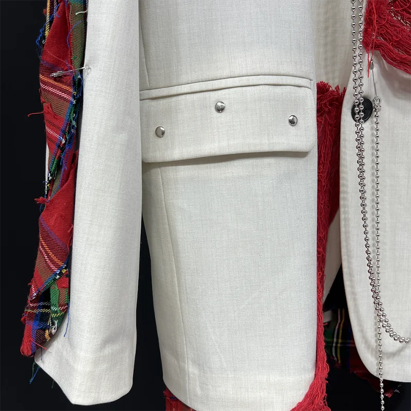 PFHQ Suit Jacket 2024 Spring Autumn Fashion Oversize Casual 2024 Contrast Color Patchwork Single Breast Male Blazer 21Z5334
