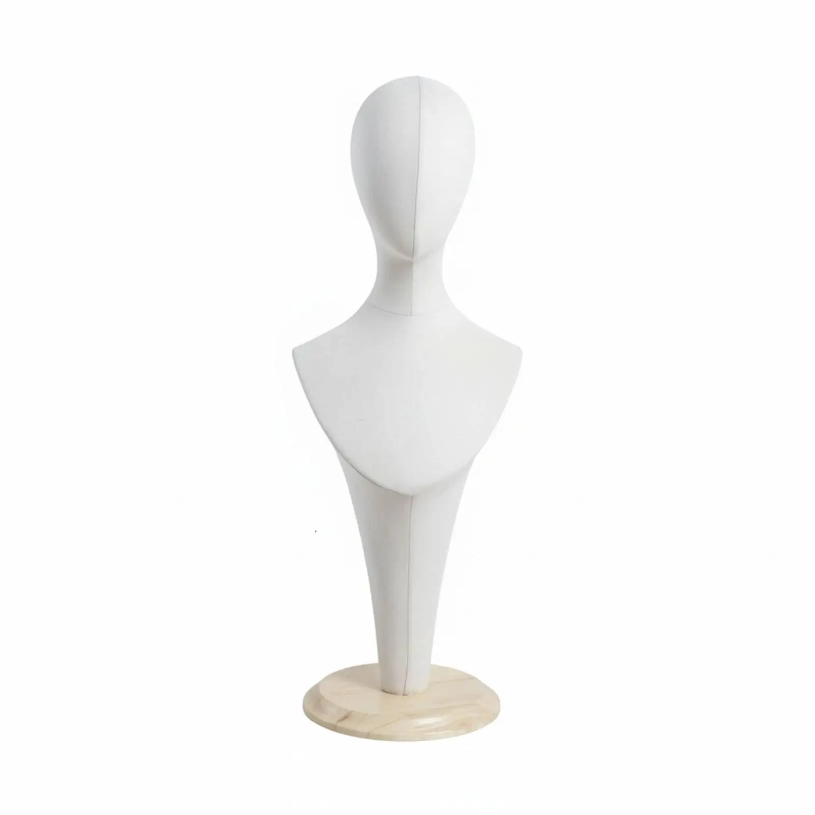 Artistic Jewelry Display Bust Mannequin Stand for Necklaces Scarves Hats Boutique Window Display Wooden Base