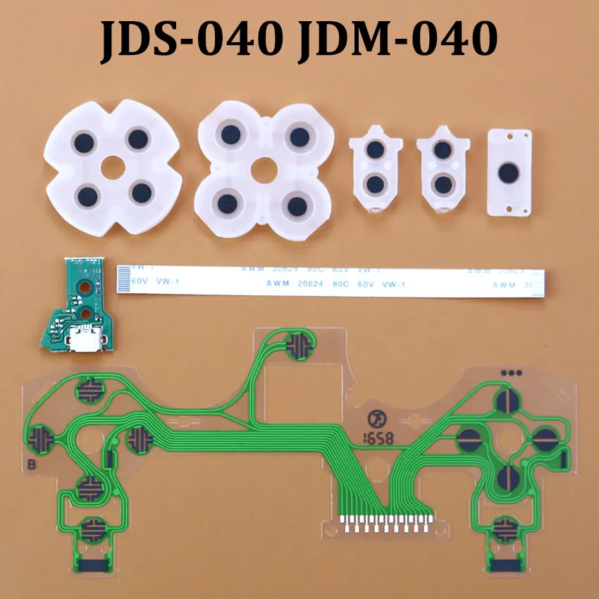 JDM-001/011 JDS-030 JDS-040 JDS-055 USB Charging Port Board Conductive Film Silicone Rubber Button For PS4 Pro Slim Controller