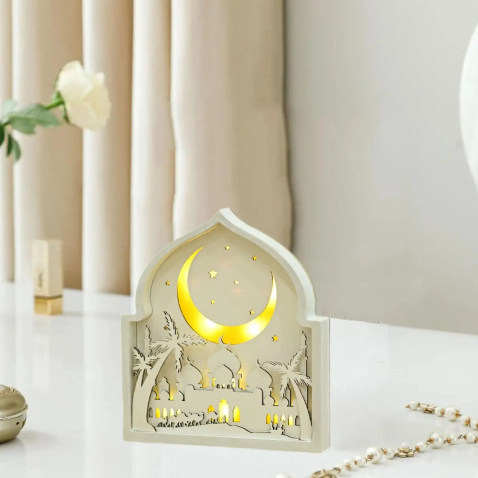 Eid Mubarak Decoration Arabic Moon and Stars Luminous Muslim Table Decor