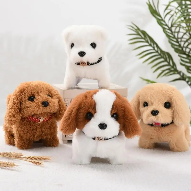 Y88D Simulation Electric Little Puppy Can Walk Bark Nod Wagging Tail Imulation Plush Stuffed Animal Dog