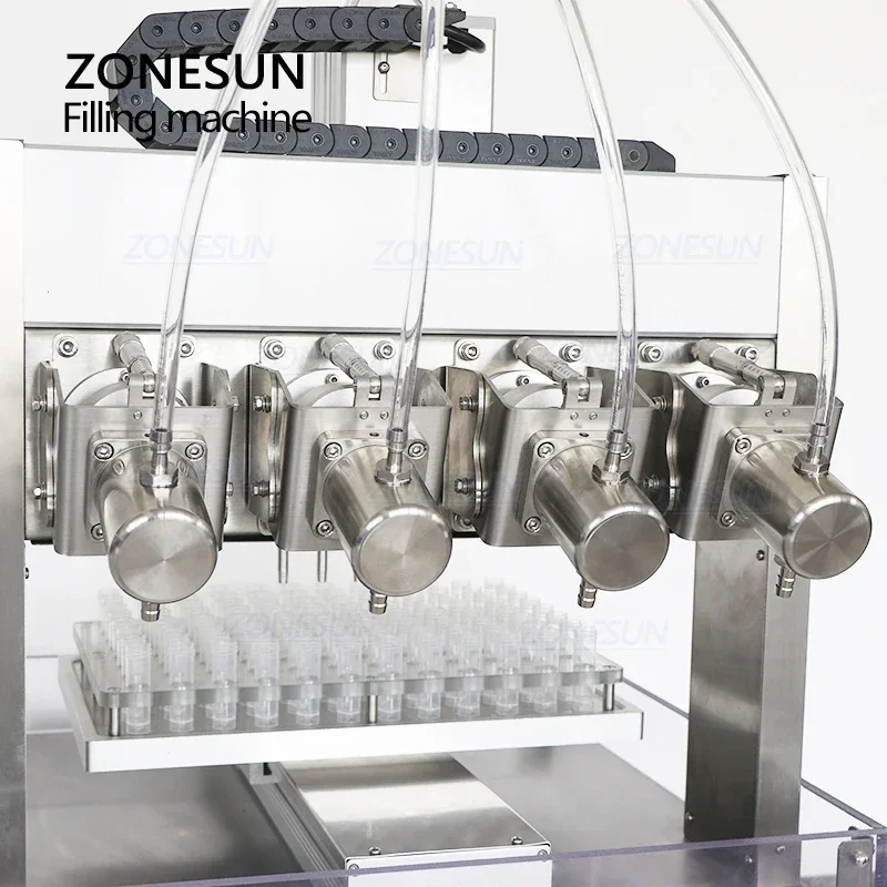 ZONESUN ZS-XYZ4 Машина для наполнения жидкостью, 4 головки, керамический плунжерный насос, трубка для флаконов, линия по производству упаковки химических агентов