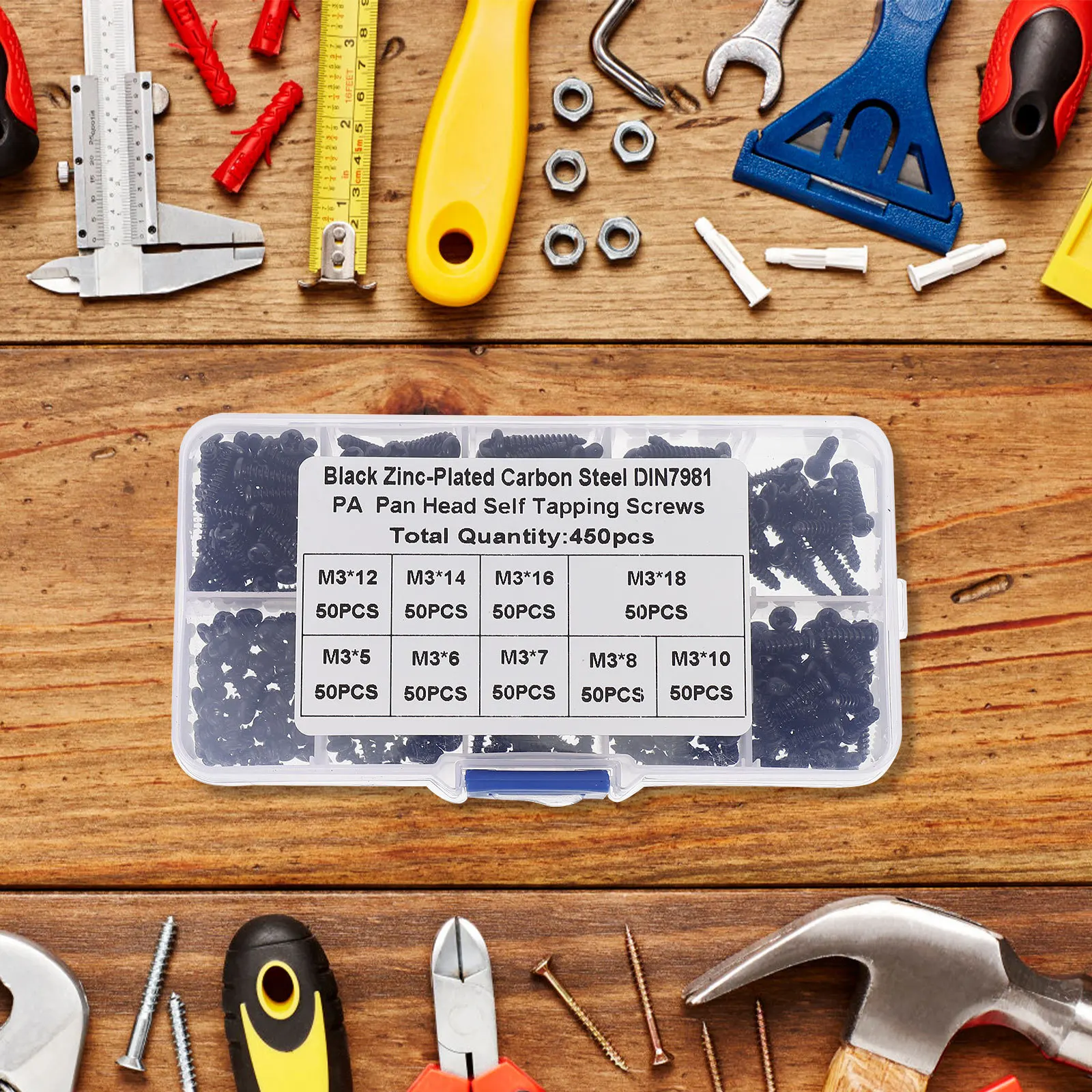 

450Pcs Cross Self Tapping Screw Kit Premium Carbon Steel Material Smooth Surface Fastening Function DIY Projects Quick