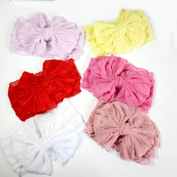 Baby Girls bows Headband kids Turban Lace Pleated Band Bandages For Kids Newborn Headbands Handmade Child hair bows Accessories