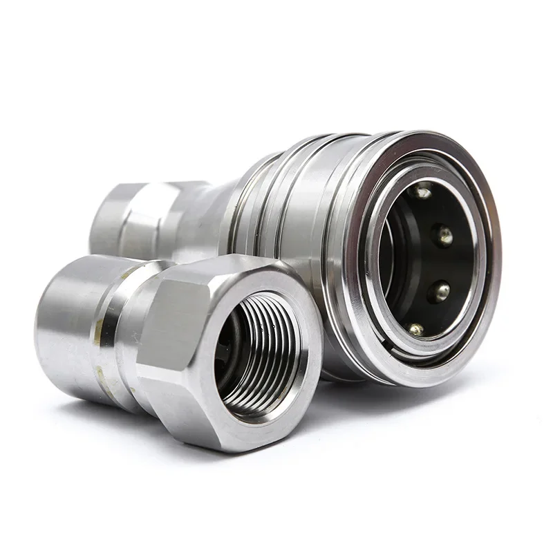 KZF stainless steel hydraulic quick connector, double self-sealing hydraulic hose quick plug