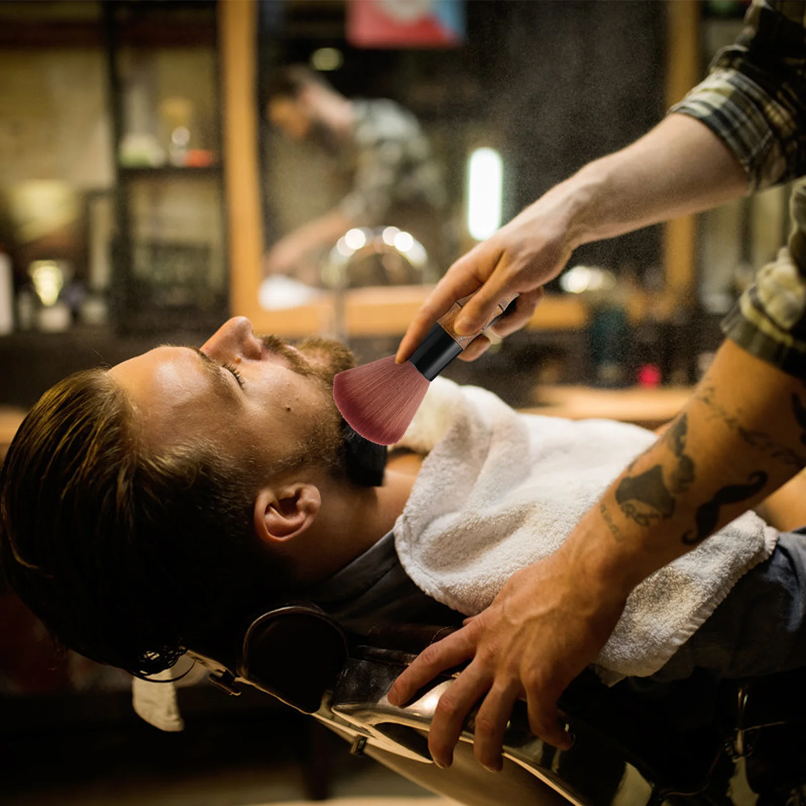 1 pz spazzola per la pulizia dei capelli del collo forniture per parrucchieri manico in legno massello spazzola per taglio di capelli per salone strumento per la depilazione dello spolverino per il collo