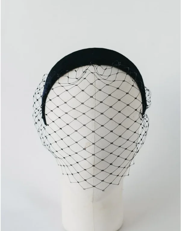 Preto bandana véu para nupcial encantador birdcage véu elegante veludo largo véu acessórios de cabelo casamento fascinators