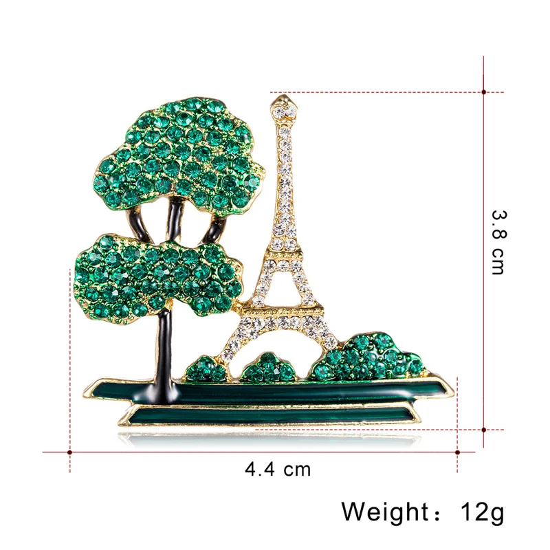 Spilla smaltata creativa lega ecologica verde torre Eiffel spilla abito spilla abbigliamento sciarpa distintivi