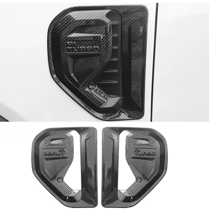 

For Ford RangerT9 2023 2024 2025 Carbon Grain Side Fender Air Vent Cover Trim Air Flow Intake Decorate Exterior Accessories