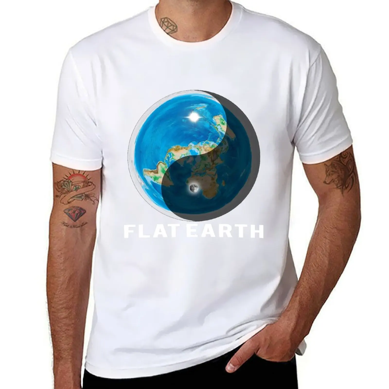 

Flat Earth Yin and Yang T-Shirt t shirts for man cotton t shirt man luxury T-Shirt