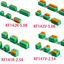 10Pcs KF141V KF141R KF142V 142R PCB Spring Terminal Block KF141-2.54 KF142-5.08 2P 3P 4P 5P 6P 7p 8p Cable Terminals Connector