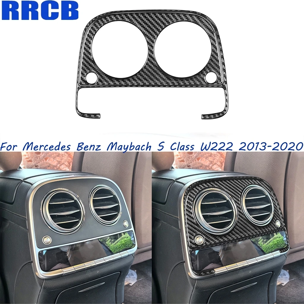 

For Mercedes Benz Maybach S Class W222 2013-2020 Rear Center Air Ouelet Carbon Fiber Interior Cover Sticker Car Accessories Trim