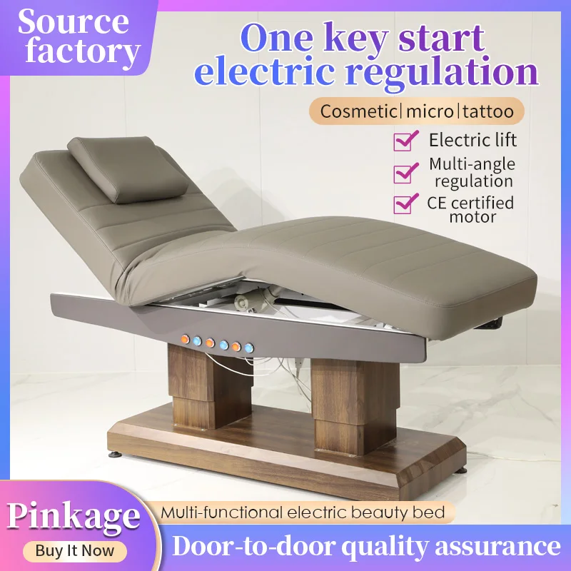 Luxury Electric Pu Leather Beauty Beds 4 Motor Facial Treatment Beauty Salon Dedicated Eyelash Bed