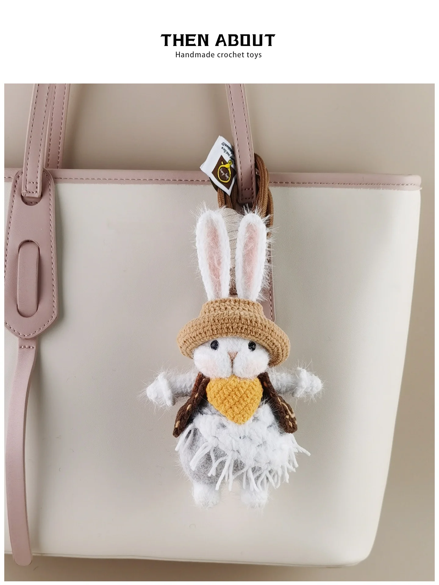 Cute Western Cowboy Sugar Rabbit Bag Charm Pendant Luxury High End Gift Soft Plush Deer Antler Shaped Bag Accessory