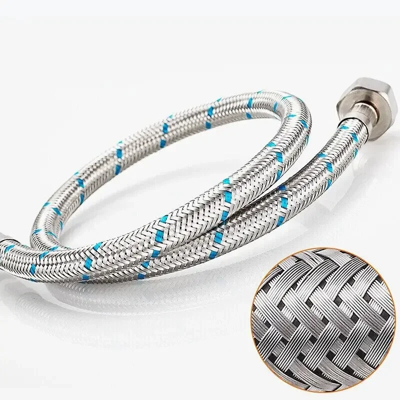 G1/2 G3/8 G9/16 60cm 1 Pair Stainless Steel Flexible Quality Water Inlet Hose Basin Hot and Cold Water Kitchen Sink Faucet Hoses