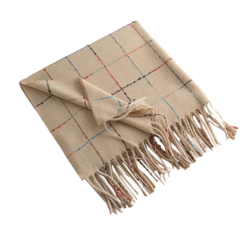 

New Plaid Fringe Scarf Women Men Autumn Winter Korean Style Fashion Shawl Hijab Hair Wrap Simple Large Stole Warm Neck Warmer