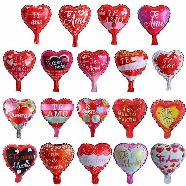 10pcs 10inch TE AMO Spanish I love you Foil Balloons Heart Shape Helium Globos Valentine's Day Wedding Party Decoration Ball